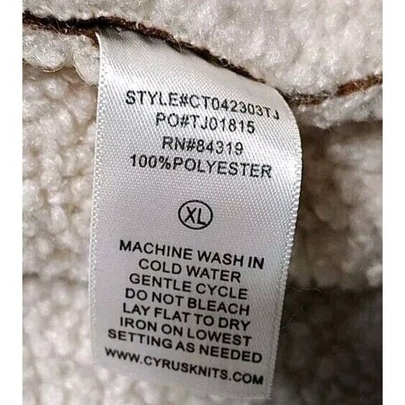 Cyrus Women’s Open Front Brown Coat  Inner Cream Fuzzy Size XL - Picture 5 of 9